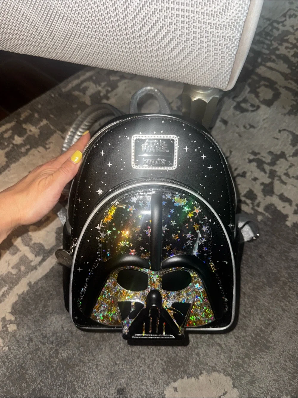 Loungefly Kids Black Holographic Darth Vader Mini Backpack